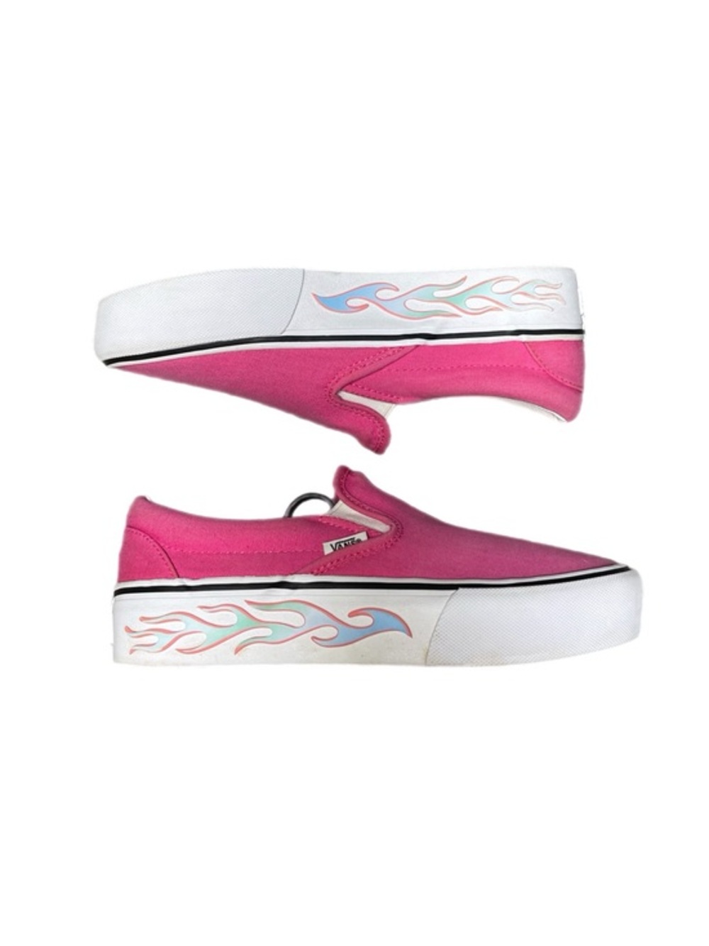 Y2K 2000s VANS Hot Pink Flame Slip-On Platform Shoes